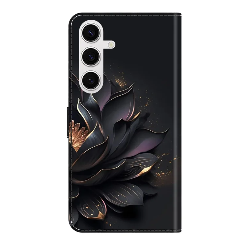 Capa para Samsung Galaxy S26+ Fecho Magnético Padrão 3D Carteira de Couro Capa de Telefone - Lótus Roxa