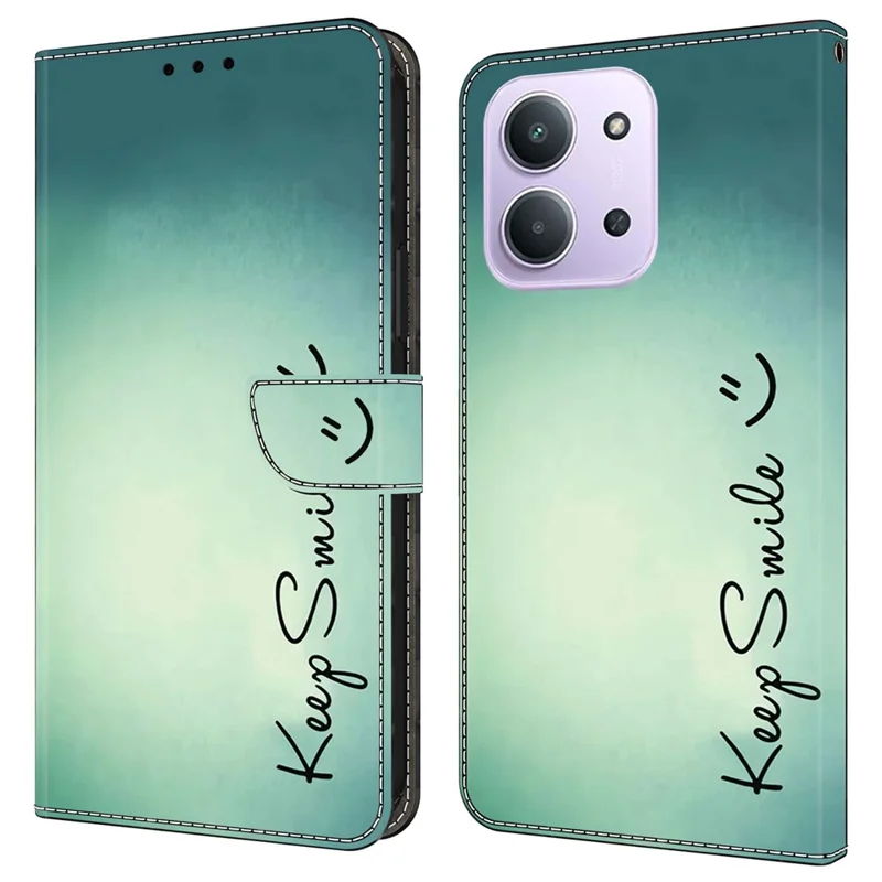 For Xiaomi Redmi 15C 4G (Global) (171mm)  /  Poco C85 4G (171mm) Case PU Leather Wallet Phone Cover with Stand - Keep Smile