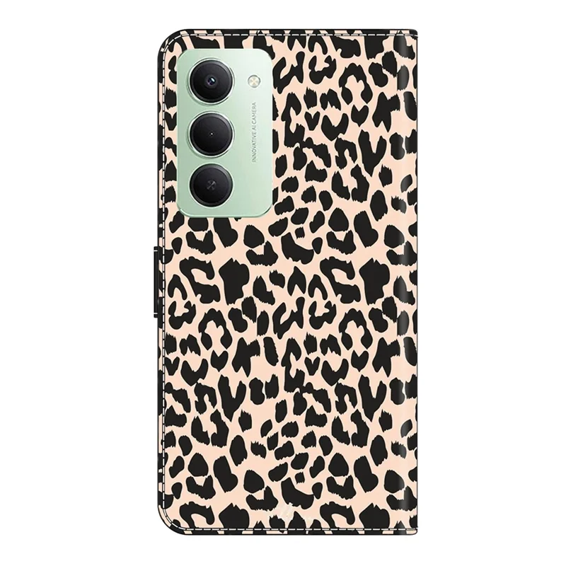 For Xiaomi Redmi 15 5G (Global) (169mm) Case with Card Slot Pattern Printed TPU + PU Leather Flip Phone Cover - Leopard Print