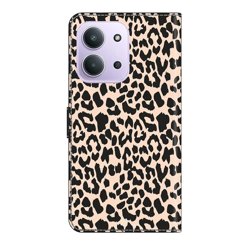 For Xiaomi Redmi 15C 4G (Global) (171mm)  /  Poco C85 4G (171mm) Case with Card Slot Pattern Printed TPU + PU Leather Flip Phone Cover - Leopard Print