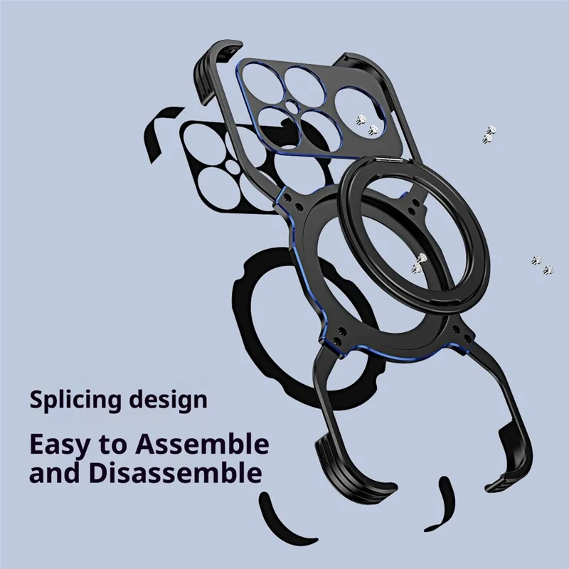 Voor Xiaomi Redmi K90 Pro Max 5G / Poco F8 Ultra hoesje met standaard metalen bumpers magnetische telefoonhoes - Zwart / Zilver