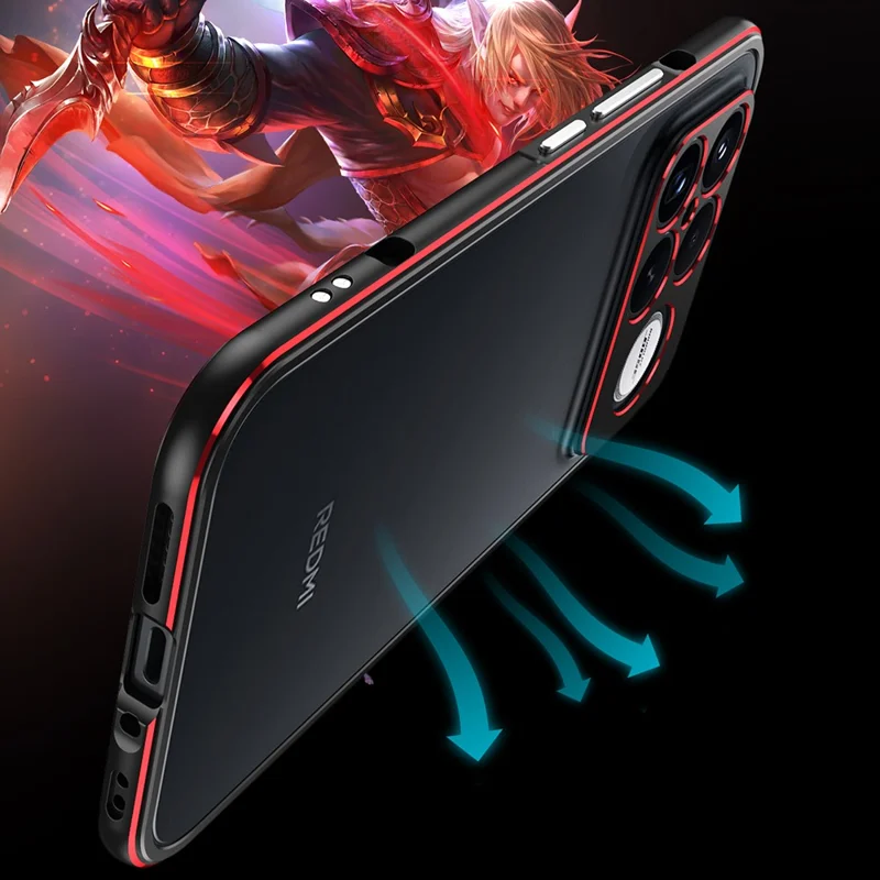 Étui de protection Xiaomi Redmi K90 Pro Max 5G avec cadre métallique et protection de l'objectif de la caméra - Noir / Argent