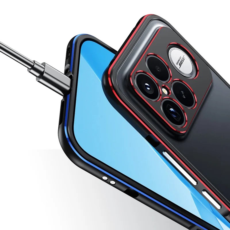 Étui de protection Xiaomi Redmi K90 Pro Max 5G avec cadre métallique et protection de l'objectif de la caméra - Noir / Argent