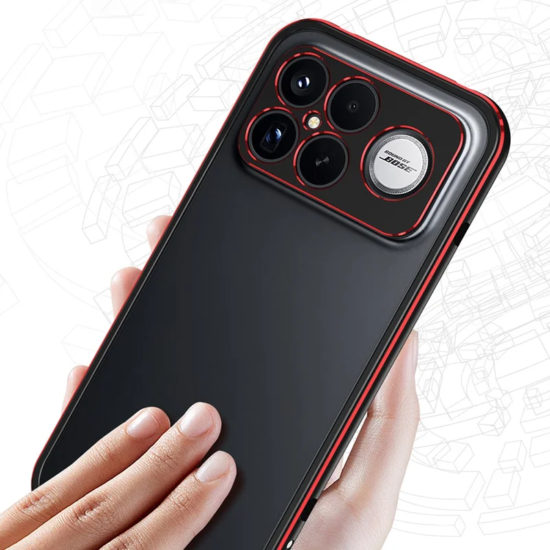 Étui de protection Xiaomi Redmi K90 Pro Max 5G avec cadre métallique et protection de l'objectif de la caméra - Noir / Argent