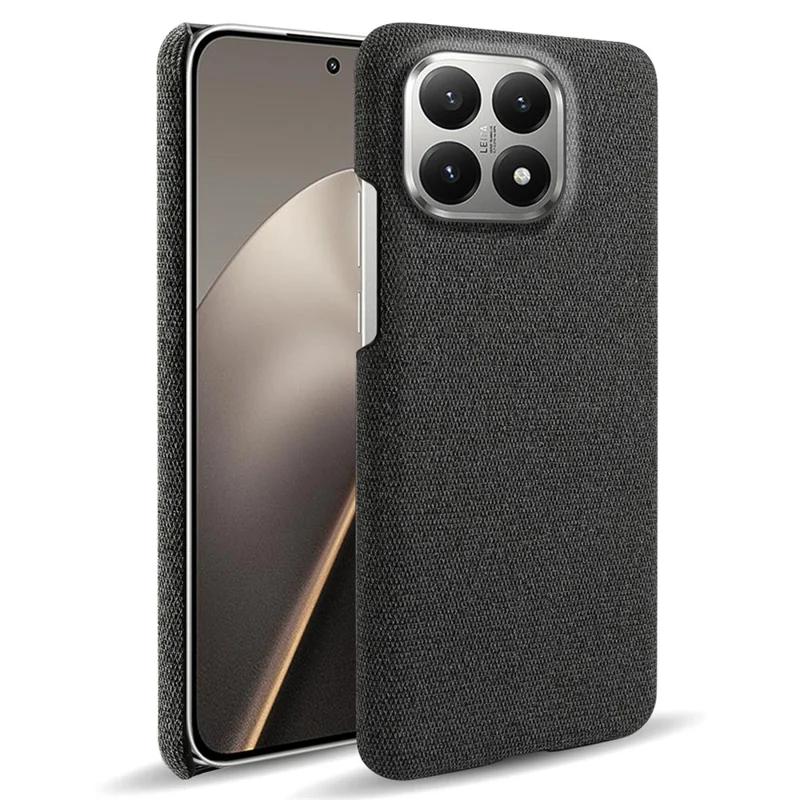 For Xiaomi 15T Phone Case Cloth Texture Anti-Scratch Protective PC Back Cover - Black