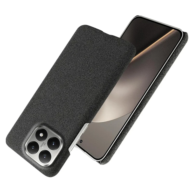 For Xiaomi 15T Phone Case Cloth Texture Anti-Scratch Protective PC Back Cover - Black