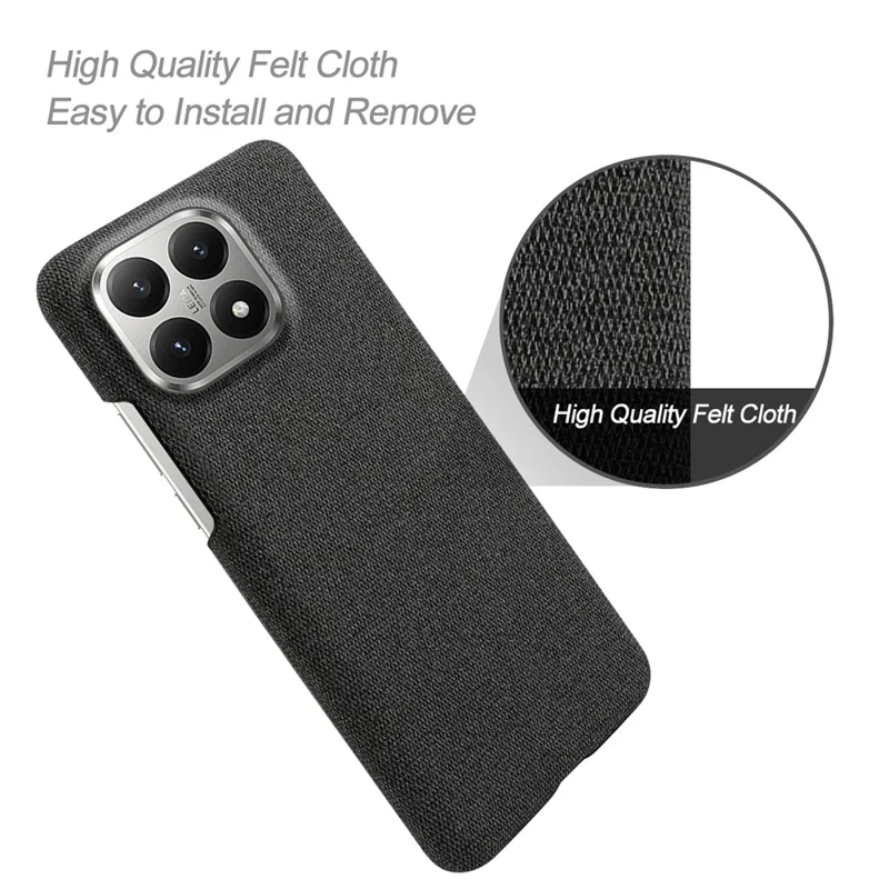 For Xiaomi 15T Phone Case Cloth Texture Anti-Scratch Protective PC Back Cover - Black