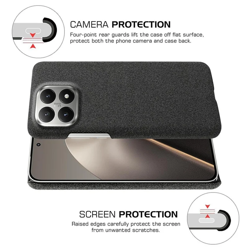 For Xiaomi 15T Phone Case Cloth Texture Anti-Scratch Protective PC Back Cover - Black
