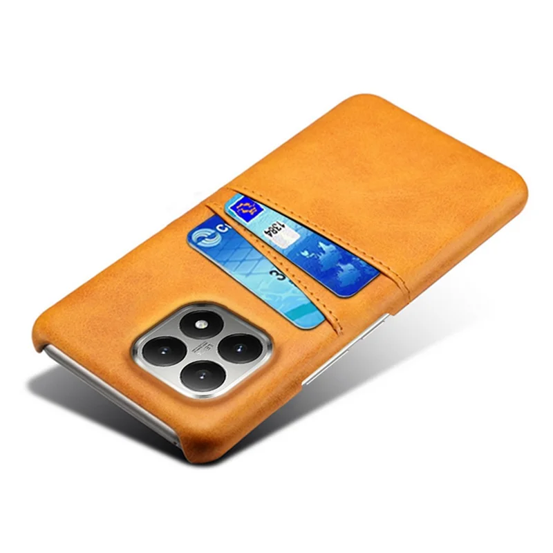 For Xiaomi 15T Case Dual Card Slots PU Leather + Hard PC Phone Cover - Orange