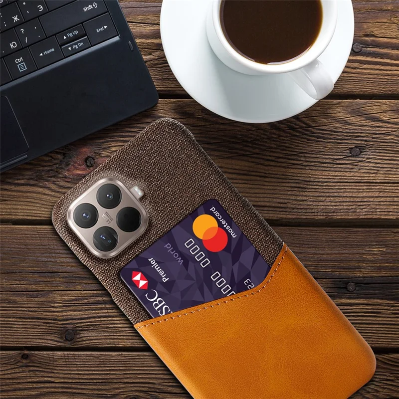 Til Xiaomi 15T Pro Case PU-læder kludstruktur hård PC-telefondæksel med kortlomme - Orange