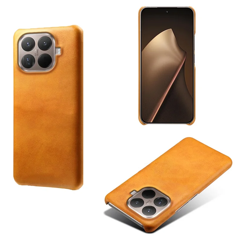 Xiaomi 15T Pro-hoesje met kalfstextuur, PU-leer, hard PC, beschermmobielhoes - Oranje