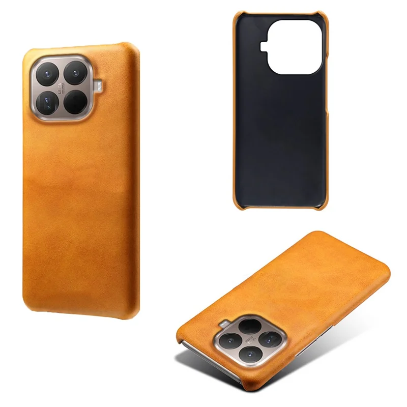 Xiaomi 15T Pro-hoesje met kalfstextuur, PU-leer, hard PC, beschermmobielhoes - Oranje