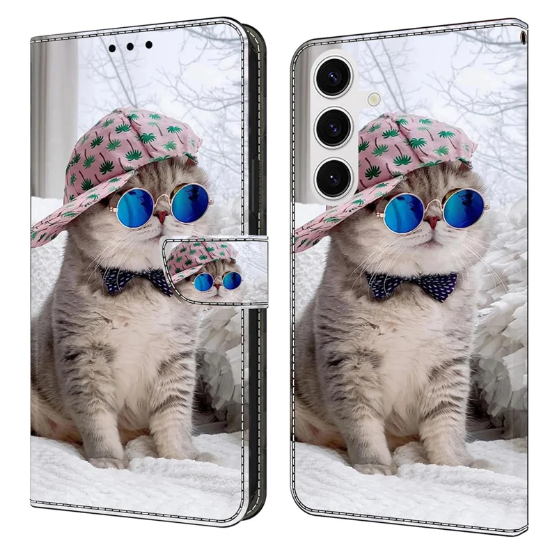 For Samsung Galaxy S26 Wallet Case Pattern Printing Stand Leather Flip Phone Cover - Hat Cat