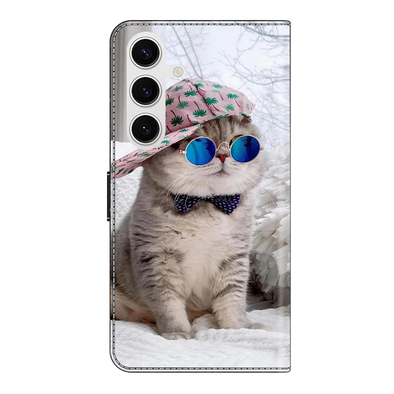 For Samsung Galaxy S26 Wallet Case Pattern Printing Stand Leather Flip Phone Cover - Hat Cat