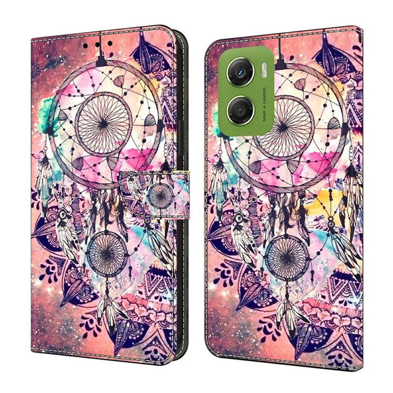 For Motorola Moto G06 4G Wallet Case Pattern Printing Stand Leather Flip Phone Cover - Wind Chime
