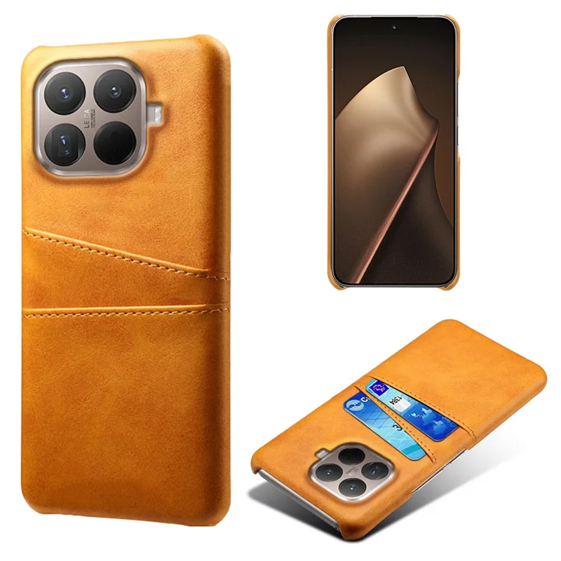 Чехол Xiaomi 15T Pro с двумя слотами для карт, ПУ-кожа + жесткий ПК, оранжевый