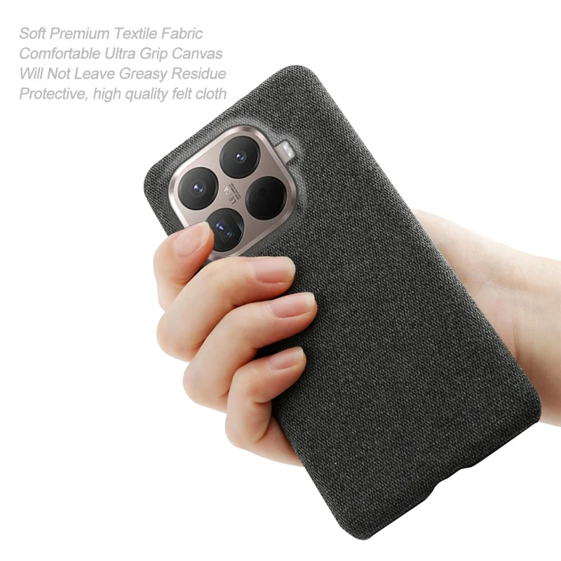 For Xiaomi 15T Pro Phone Case Cloth Texture Anti-Scratch Protective PC Back Cover - Black