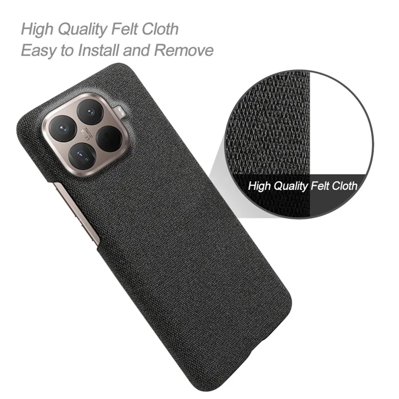 For Xiaomi 15T Pro Phone Case Cloth Texture Anti-Scratch Protective PC Back Cover - Black