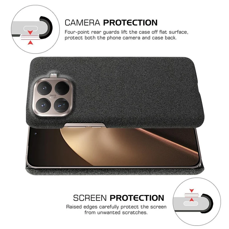 For Xiaomi 15T Pro Phone Case Cloth Texture Anti-Scratch Protective PC Back Cover - Black
