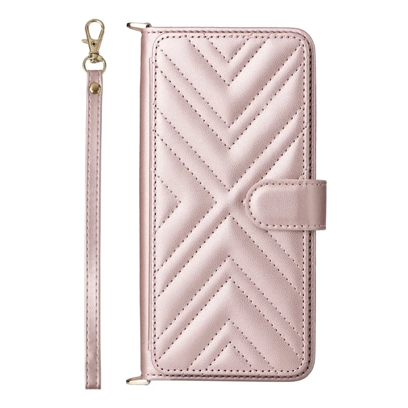 For vivo X300 Pro 5G Leather Case Stand Wallet Phone Cover with Shoulder / Wrist Strap - Pink