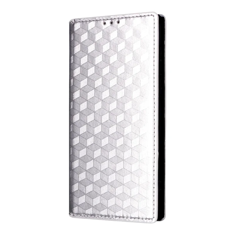 For vivo X300 Pro 5G Case Wallet Rhombus Imprinted PU Leather Phone Cover - Silver