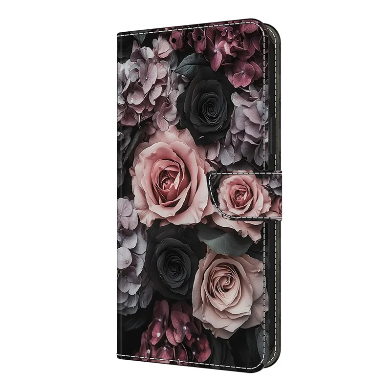 Capa de Couro para Samsung Galaxy S26+ Padrão de Impressão Carteira Suporte Flip Phone Cover - Rosa Chinesa