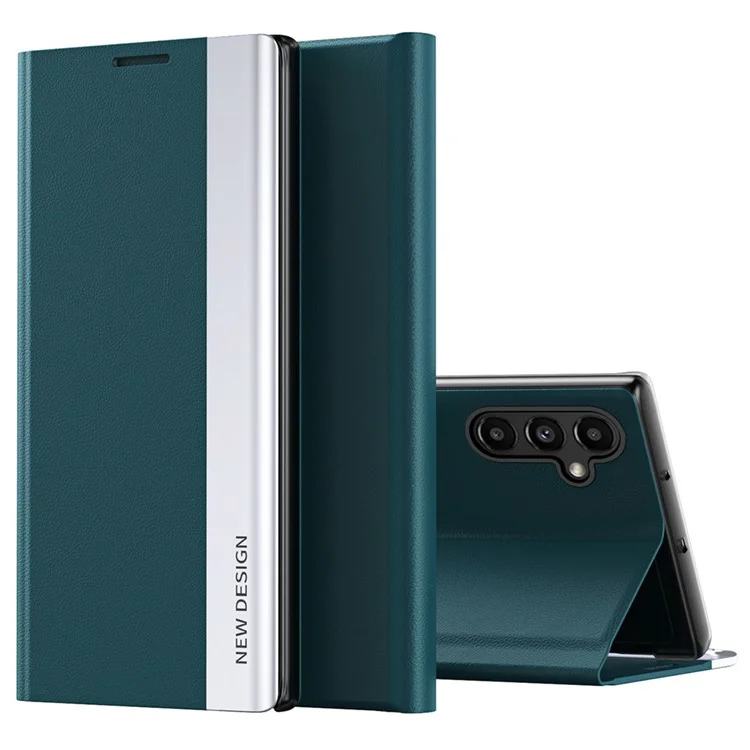 For Samsung Galaxy A14 5G / A14 4G Electroplating PU Leather Flip Viewing Stand Cover Phone Case - Green