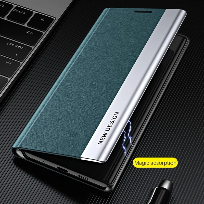 For Samsung Galaxy A14 5G / A14 4G Electroplating PU Leather Flip Viewing Stand Cover Phone Case - Sapphire
