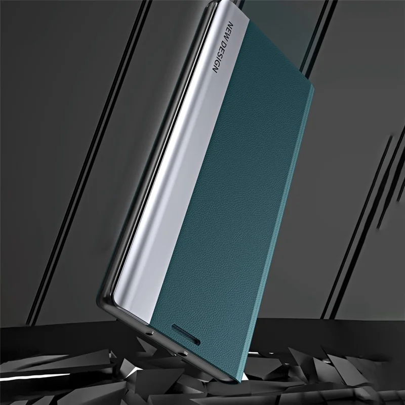 For Samsung Galaxy A14 5G / A14 4G Electroplating PU Leather Flip Viewing Stand Cover Phone Case - Sapphire