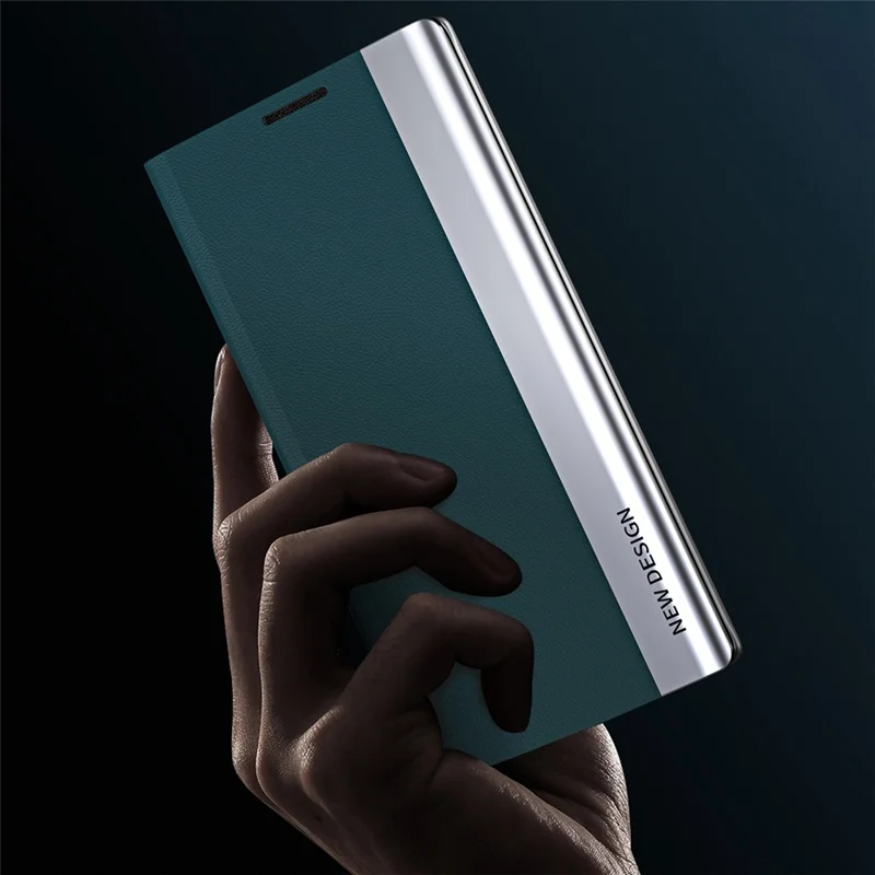For Samsung Galaxy A14 5G / A14 4G Electroplating PU Leather Flip Viewing Stand Cover Phone Case - Sapphire