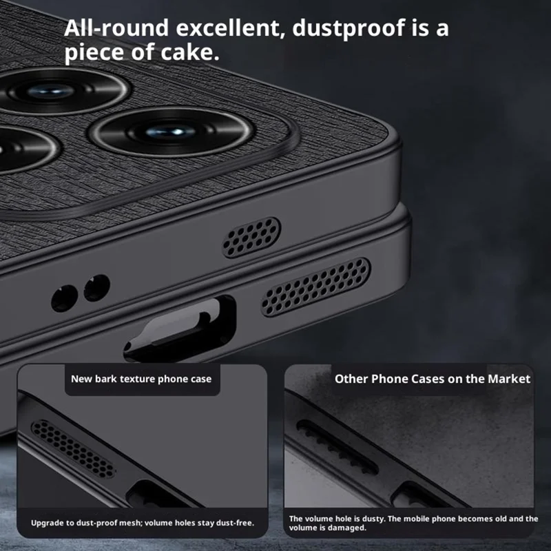 Til Honor X5c 4G Etui med træstruktur, belagt med PC, TPU og PU-læder - Sort