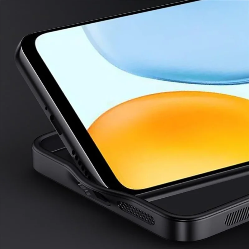 Til Honor X5c 4G Etui med træstruktur, belagt med PC, TPU og PU-læder - Sort