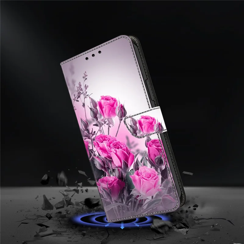For Samsung Galaxy S26+ Case Wallet Stand Pattern Printing PU Leather Flip Phone Cover - Purple Flowers