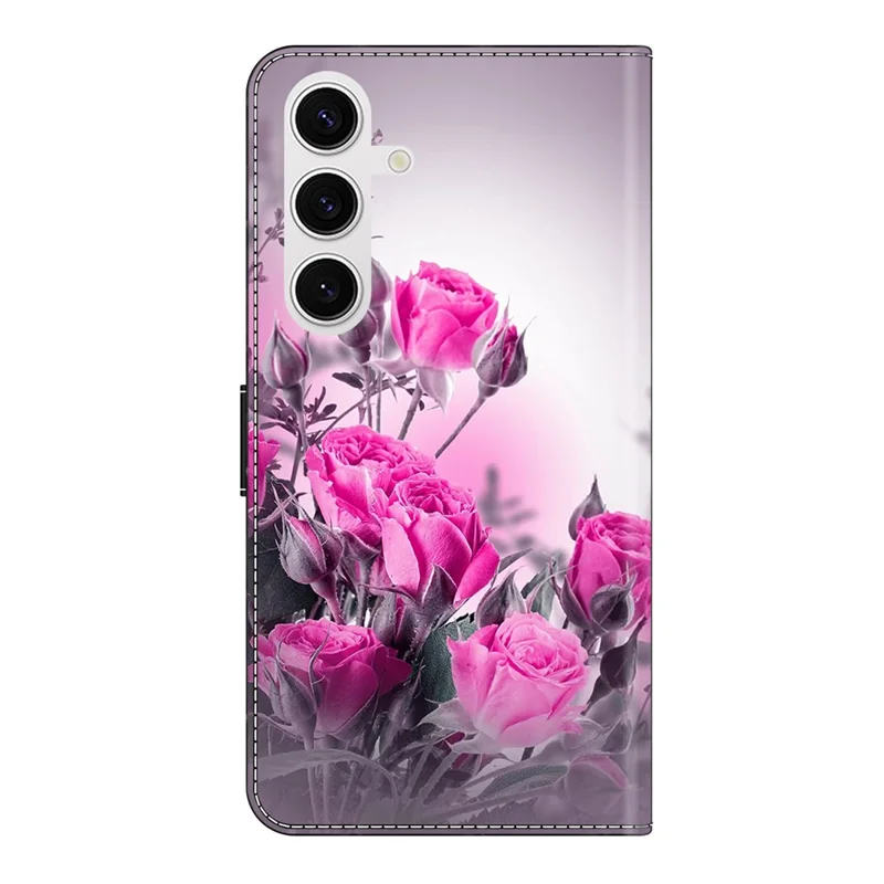 For Samsung Galaxy S26+ Case Wallet Stand Pattern Printing PU Leather Flip Phone Cover - Purple Flowers