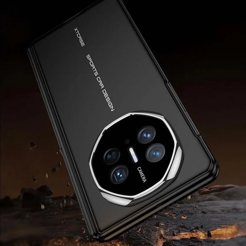 GKK For Huawei Mate X6 Case Magnetic Hinge Hidden Kickstand Ultra Slim PC Phone Cover with HD Clear Tempered Glass Screen Film - Gold / Red