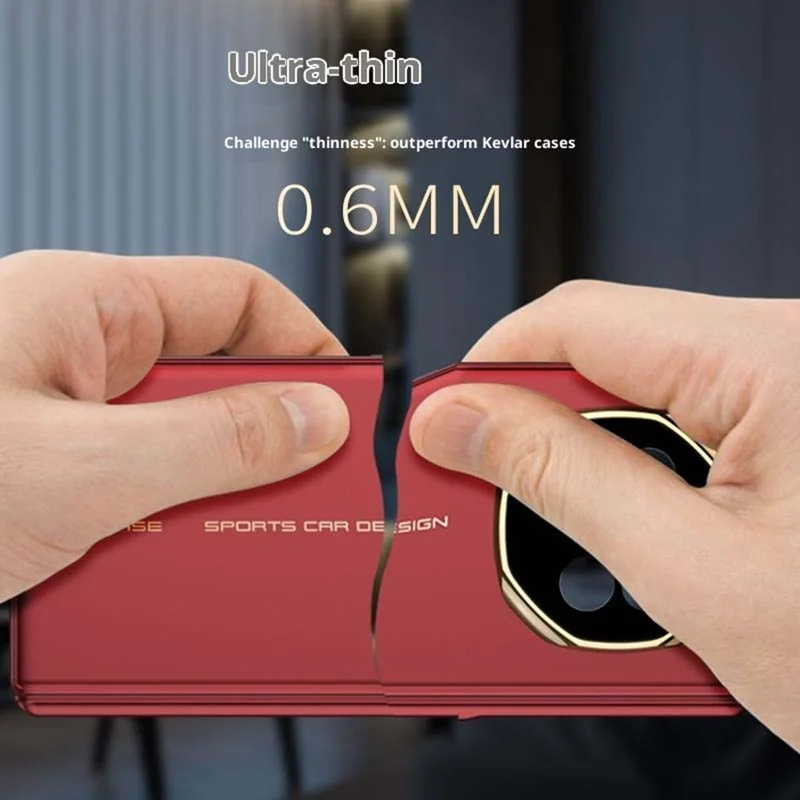 GKK For Huawei Mate X5 / Mate X3 4G Case Magnetic Hinge Hidden Kickstand Ultra Slim PC Phone Cover with HD Clear Tempered Glass Screen Film - Gold / Red