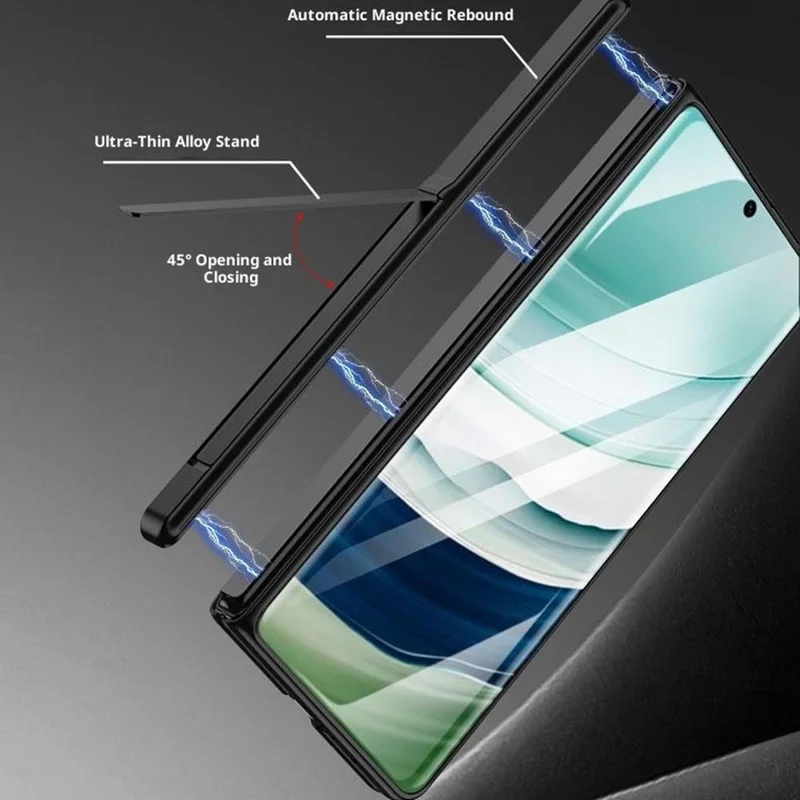 GKK For Huawei Mate X5 / Mate X3 4G Case Magnetic Hinge Hidden Kickstand Ultra Slim PC Phone Cover with HD Clear Tempered Glass Screen Film - Gold / Red