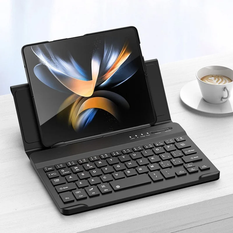 GKK For Samsung Galaxy Z Fold4 5G Shockproof Phone Case Bluetooth-compatible Keyboard with Magnetic Folding Keyboard Case + Tempered Glass Screen Protector - Green