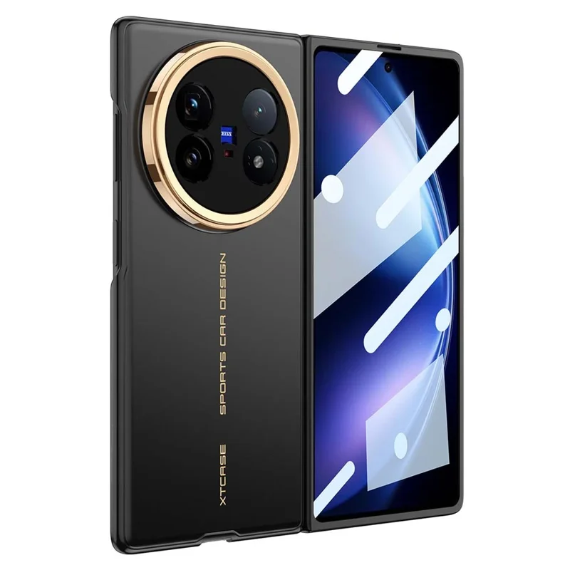 GKK For vivo X Fold5 5G Case Hard PC Ultra Slim Phone Cover with Front Tempered Glass Film - Black