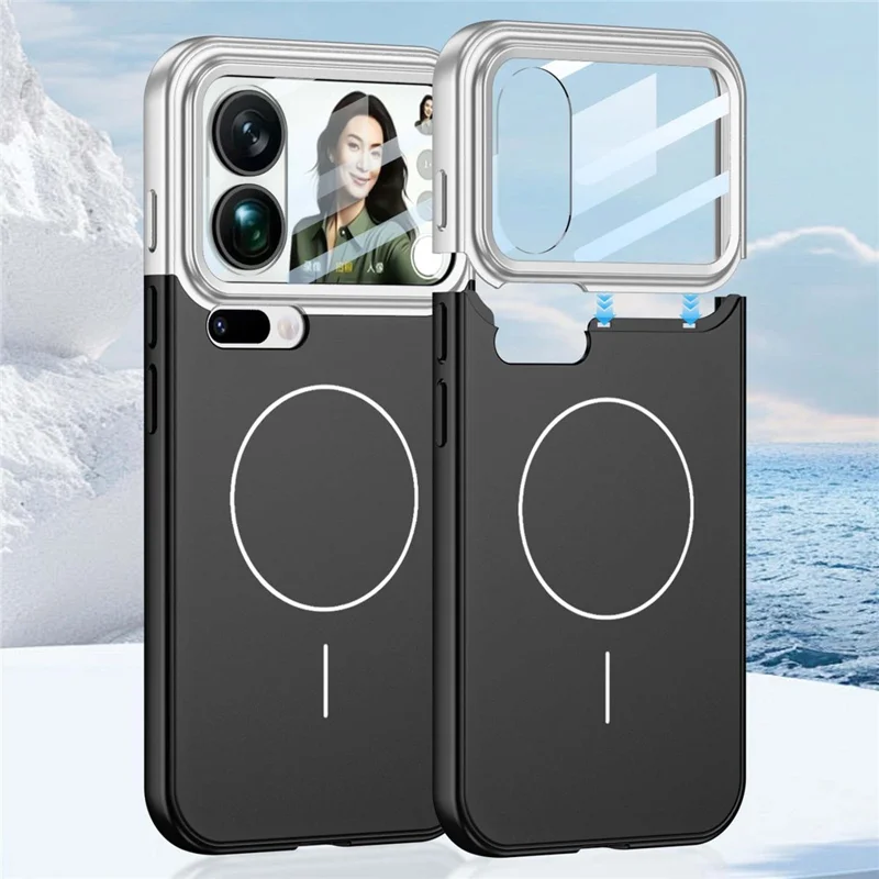 GKK For Xiaomi 17 Pro Case with Lens Film Detachable Camera Frame Contrast Color PC Phone Cover Magnetic Case - Silver / Black