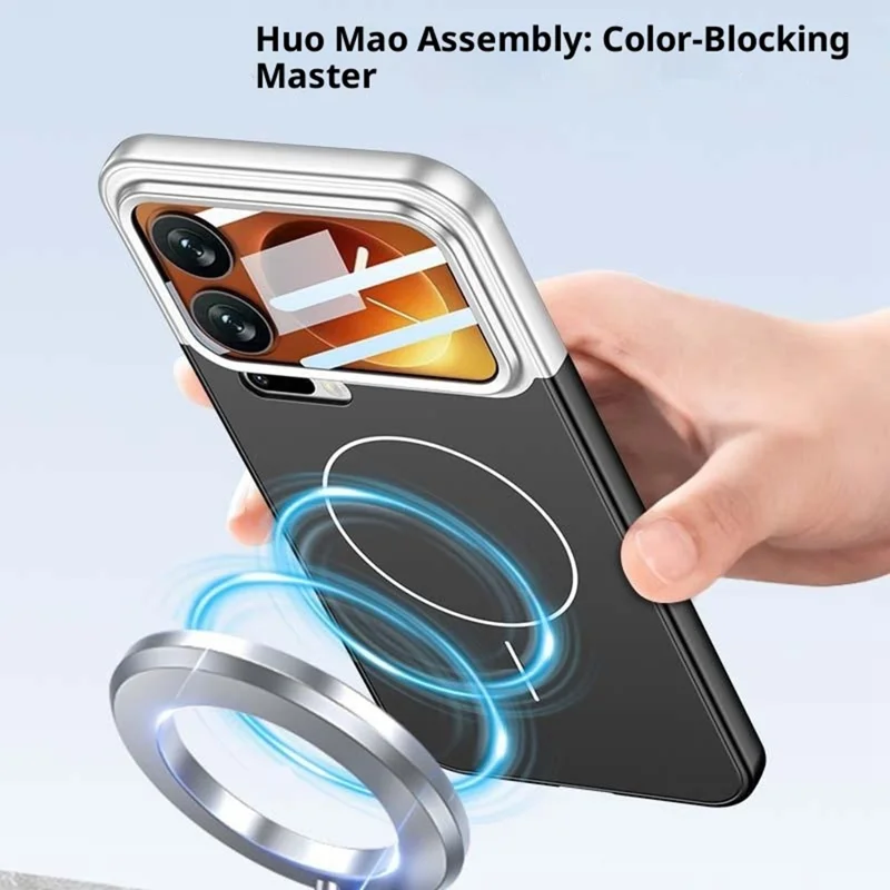 GKK For Xiaomi 17 Pro Case with Lens Film Detachable Camera Frame Contrast Color PC Phone Cover Magnetic Case - Silver / Black