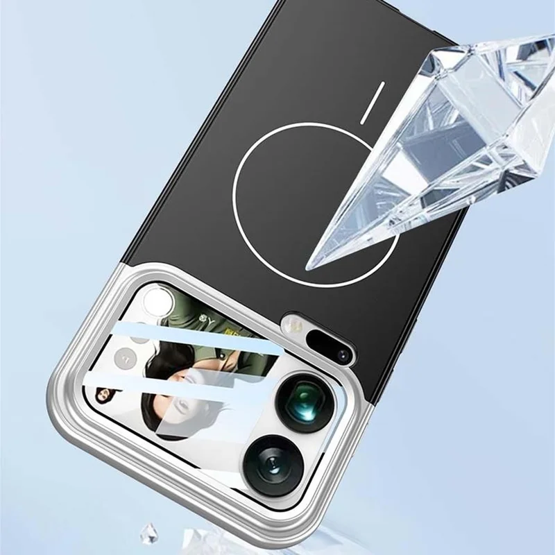 GKK For Xiaomi 17 Pro Case with Lens Film Detachable Camera Frame Contrast Color PC Phone Cover Magnetic Case - Silver / Black