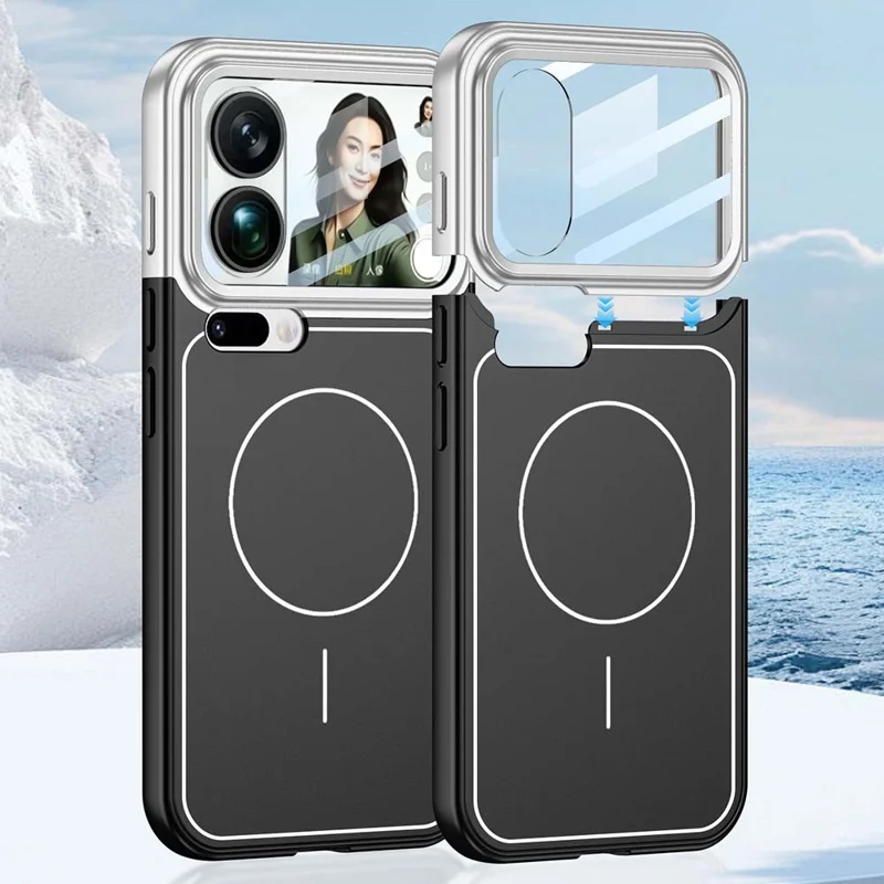 GKK For Xiaomi 17 Pro Case with Lens Film Detachable Camera Cover Contrast Color Frame Line PC Phone Shell Magnetic Case - Silver  /  Black