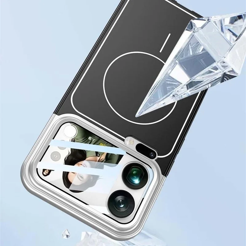 GKK For Xiaomi 17 Pro Case with Lens Film Detachable Camera Cover Contrast Color Frame Line PC Phone Shell Magnetic Case - Silver  /  Black