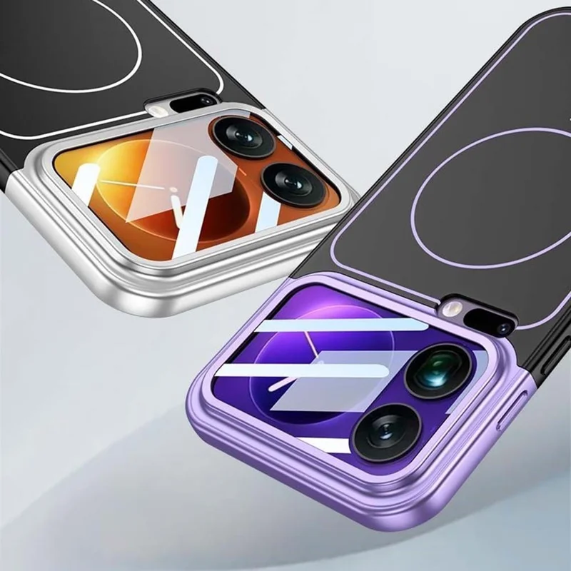 GKK For Xiaomi 17 Pro Case with Lens Film Detachable Camera Cover Contrast Color Frame Line PC Phone Shell Magnetic Case - Silver  /  Black