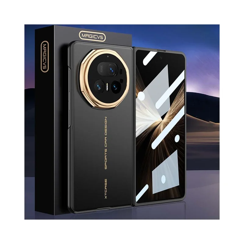 GKK Custodia per Honor Magic V5 5G Custodia Rigida in PC Ultrasottile con Pellicola Frontale in Vetro Temperato - Nero