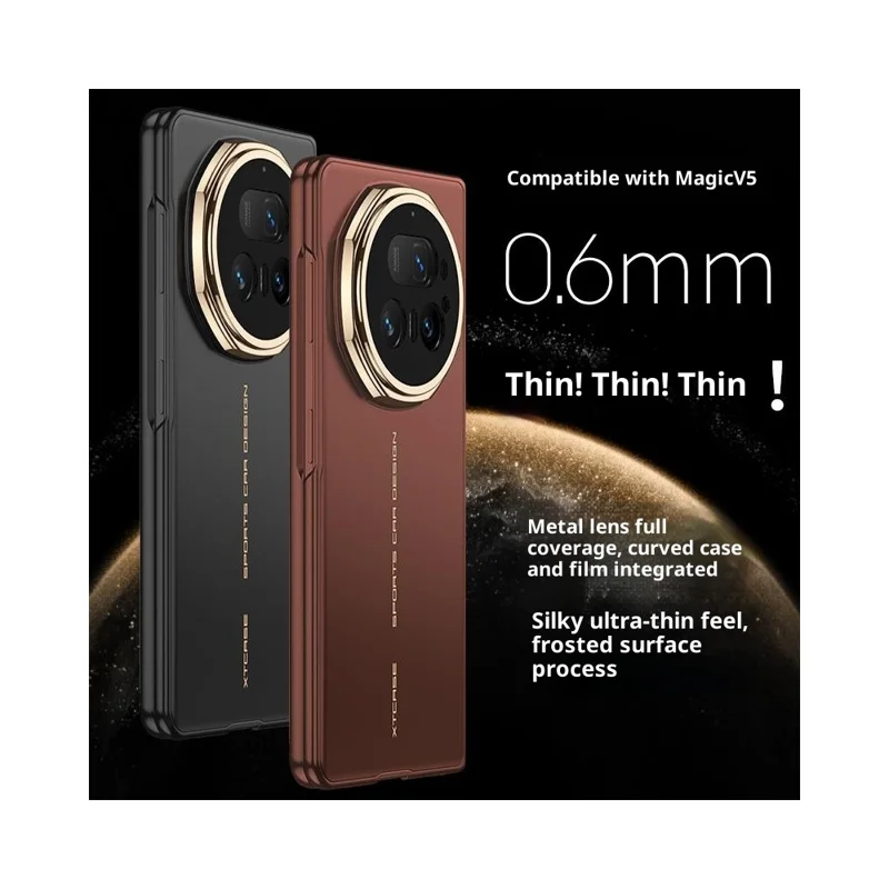 GKK Custodia per Honor Magic V5 5G Custodia Rigida in PC Ultrasottile con Pellicola Frontale in Vetro Temperato - Nero