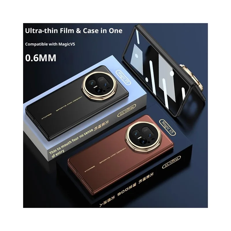 GKK Custodia per Honor Magic V5 5G Custodia Rigida in PC Ultrasottile con Pellicola Frontale in Vetro Temperato - Nero