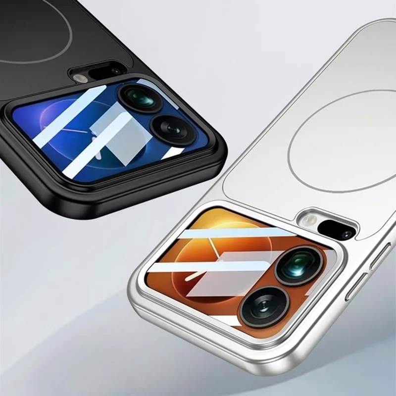 For Xiaomi 17 Pro Magnetic Case Transform to for iPhone 17 Pro Matte PC Phone Cover with Rear Screen Film - Silver