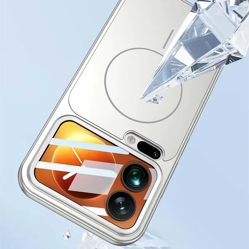 For Xiaomi 17 Pro Max Magnetic Case Transform to for iPhone 17 Pro Max Matte PC Phone Cover with Rear Screen Film - Silver